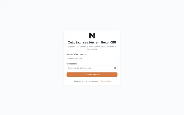 Captura real de Nexo CRM en nexo-crm.vercel.app